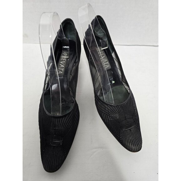 Vintage 80s 90s Black Mesh Prevata Pump High Heels Size 10 - Picture 4 of 16